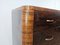 Art Deco Chest of Drawers in Burl and Mahogany Feather with Marble Top and Brass Handles, 1940s 12