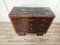 Art Deco Chest of Drawers in Burl and Mahogany Feather with Marble Top and Brass Handles, 1940s 3