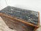 Art Deco Chest of Drawers in Burl and Mahogany Feather with Marble Top and Brass Handles, 1940s 4