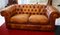 Divano Chesterfield in pelle e legno color whisky, anni '60, Immagine 4