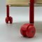 Vintage Bar Cart with Red Metal Frame and Beige Trays, 1960s 9