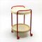 Vintage Bar Cart with Red Metal Frame and Beige Trays, 1960s 1