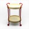 Vintage Bar Cart with Red Metal Frame and Beige Trays, 1960s 4
