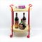 Vintage Bar Cart with Red Metal Frame and Beige Trays, 1960s 10