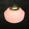 French Pink Reeded Clichy Glass Pendant Lamp 4