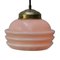 French Pink Reeded Clichy Glass Pendant Lamp, Image 2