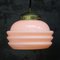 French Pink Reeded Clichy Glass Pendant Lamp 3
