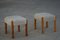 Dänische Mid-Century Eiche Hocker mit Bezug aus Lammwolle von Henning Kjærnulf, 1950er, 2er Set 3