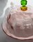 Vintage Glass Cloche Dish with Plate in Pink and Green Glass with Engraved Floral Decor, Italy, 1930s, Image 10