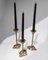 Art Nouveau Leaf-Shaped Candleholders in Brass, Italy, 1940s, Set of 3 2