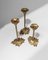 Art Nouveau Leaf-Shaped Candleholders in Brass, Italy, 1940s, Set of 3 7