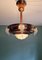 Lampada da soffitto Art Déco in rame e vetro stampato opalino, anni '20-'30, Immagine 8