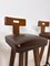 Brutalistischer Barhocker aus Holz & Leder, 1970er 7