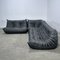 Black Leather Togo Modular Sofa attributed to Michel Ducaroy for Ligne Roset, 1970s, Set of 3, Image 18