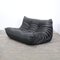 Black Leather Togo Modular Sofa attributed to Michel Ducaroy for Ligne Roset, 1970s, Set of 3, Image 12