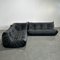 Black Leather Togo Modular Sofa attributed to Michel Ducaroy for Ligne Roset, 1970s, Set of 3, Image 17