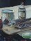 Tabletop Still Life with Fish, Oil Painting, Framed 10