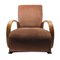 Fauteuil Art Déco en Bois Courbé Tapissé 1