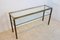 Vintage French Two-Tiered Console with Patinated Brass and Facet Glass Top, Image 7