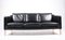 Danish Black Leather Sofa, 1980s, Image 1