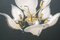 Lámpara de araña grande dorada con nueve hojas, años 70, Imagen 6