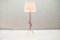 Lámpara trípode Mid-Century de latón y cuero, años 50, Imagen 2