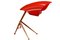 Tischlampe mit Rotem Schirm, 1950er 1