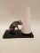 Lampada da tavolo con scultura rappresentante un gatto selvatico, anni '40, Immagine 1