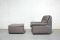 Swiss Grey Leather Lounge Chair & Ottoman from de Sede, 1980s 5