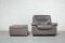 Swiss Grey Leather Lounge Chair & Ottoman from de Sede, 1980s 15