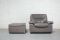 Swiss Grey Leather Lounge Chair & Ottoman from de Sede, 1980s, Image 15