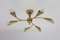 Mid-Century Modern Brass Flush Mount Ceiling Light, 1950s 1