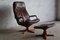 C90 Leather Lounge Chair with Footstool from Berg, 1970s 1