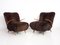 Armchairs in Wood & Brown Sheepskin, 1940s, Set of 2 2