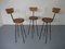 Drehbare Rattan Barhocker, 1960er, 3er Set 1