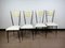 Mid-Century Black Lacquered Metal, Brass, and White Pleather Dining Chairs, 1950s, Set of 4, Image 1