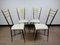Mid-Century Black Lacquered Metal, Brass, and White Pleather Dining Chairs, 1950s, Set of 4 3
