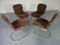 Italian Suede Leather Chairs by Willy Rizzo for Cidue, 1970s, Set of 4, Image 5