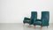 Dark Green Leatherette Armchairs, 1950s, Set of 2 3