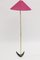 Floor Lamp with Raspberry Colored Shade from Kalmar, 1950s 4