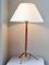 Mid-Century Table Lamp in Red Leather and Brass 2