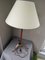 Mid-Century Table Lamp in Red Leather and Brass 3