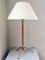Mid-Century Table Lamp in Red Leather and Brass 1