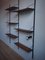 Teak Iron & Brass Wall Mounted Bookcase with Lamp from Stilnovo, 1966 3