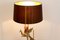 Sculptural Gilt Metal and Travertine Peacock Table Lamp, 1970s 4