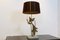 Sculptural Gilt Metal and Travertine Peacock Table Lamp, 1970s 1