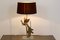 Sculptural Gilt Metal and Travertine Peacock Table Lamp, 1970s, Image 5