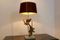 Sculptural Gilt Metal and Travertine Peacock Table Lamp, 1970s, Image 7