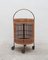 Runder Vintage Servierwagen aus Holz & Rattan, 1960er 1