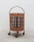 Vintage Round Wood and Rattan Trolley, 1960s, Image 1